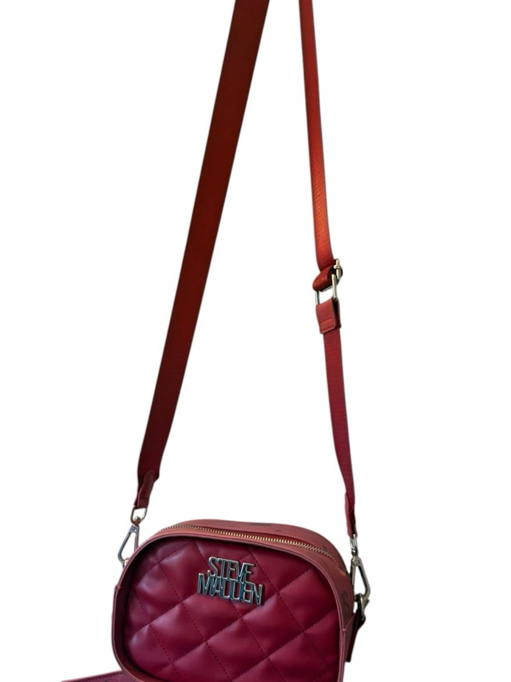 Used  Steve Madden Quilted Crossbody Bag in Berry Red
